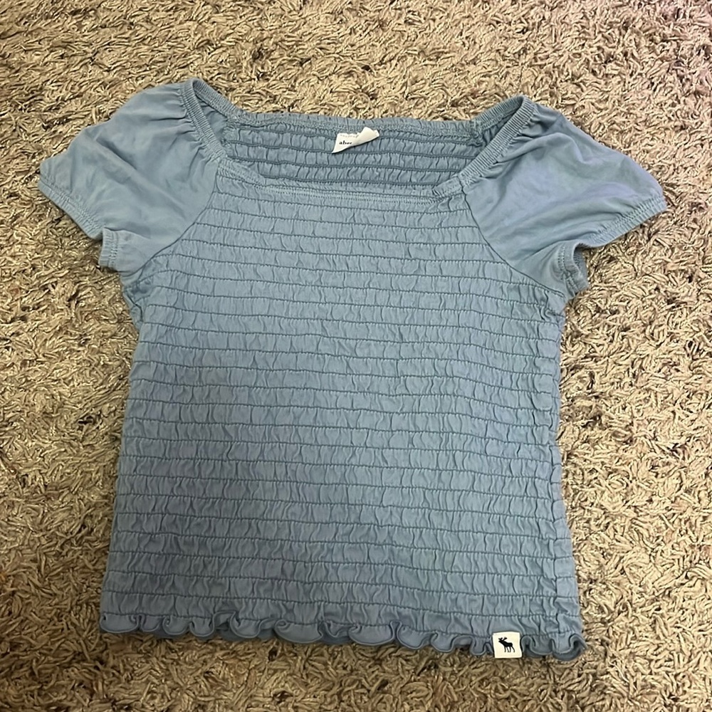 Kids Smocked Short Sleeve Top - Light Blue